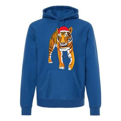 Christmas Funny Tiger Santa Hat Xmas Pajama For Premium Hoodie