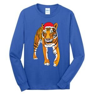 Christmas Funny Tiger Santa Hat Xmas Pajama For Tall Long Sleeve T-Shirt