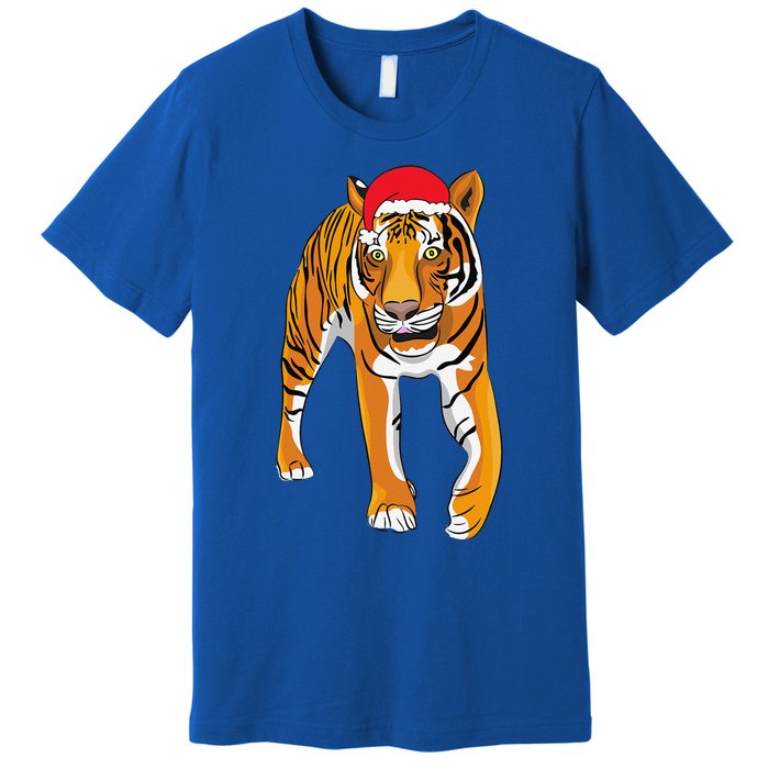 Christmas Funny Tiger Santa Hat Xmas Pajama For Premium T-Shirt