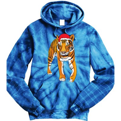 Christmas Funny Tiger Santa Hat Xmas Pajama For Tie Dye Hoodie