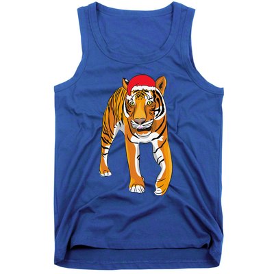 Christmas Funny Tiger Santa Hat Xmas Pajama For Tank Top