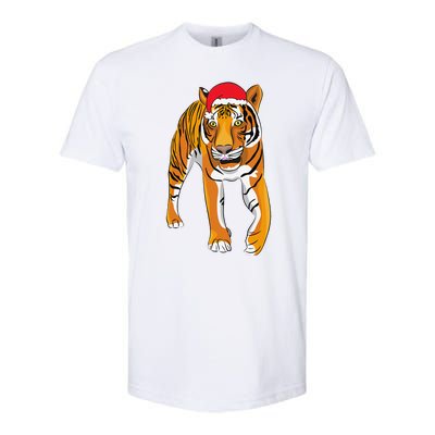 Christmas Funny Tiger Santa Hat Xmas Pajama For Softstyle CVC T-Shirt