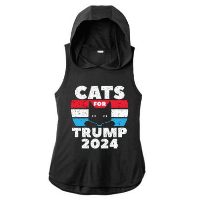 Cats For Trump 2024 Election Ladies PosiCharge Tri-Blend Wicking Draft Hoodie Tank