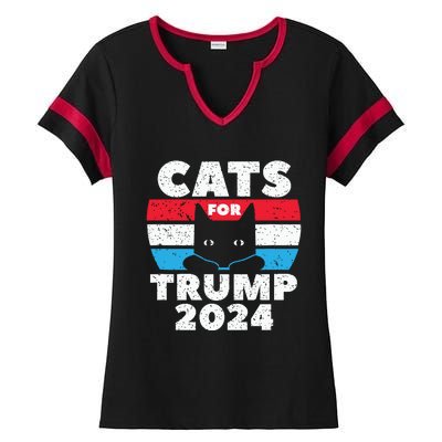 Cats For Trump 2024 Election Ladies Halftime Notch Neck Tee