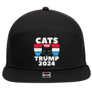 Cats For Trump 2024 Election 7 Panel Mesh Trucker Snapback Hat