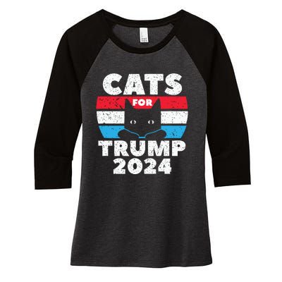 Cats For Trump 2024 Election Women's Tri-Blend 3/4-Sleeve Raglan Shirt