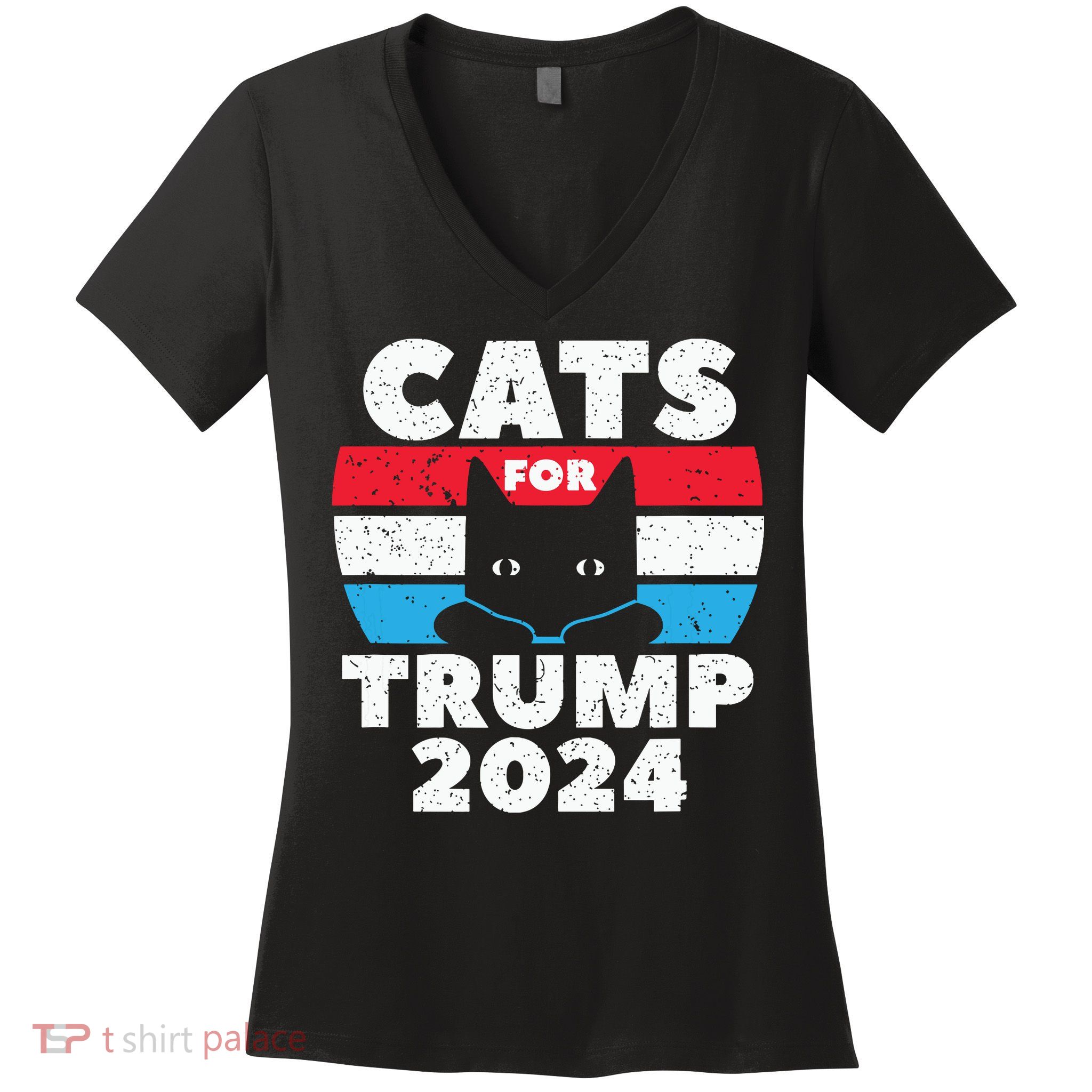 Cats For Trump 2024 Election Women's V-Neck T-Shirt