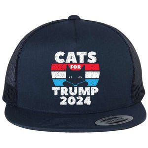 Cats For Trump 2024 Election Flat Bill Trucker Hat