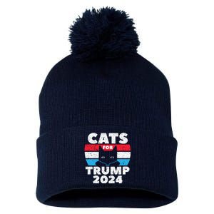 Cats For Trump 2024 Election Pom Pom 12in Knit Beanie