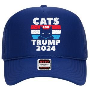 Cats For Trump 2024 Election High Crown Mesh Back Trucker Hat