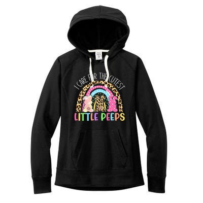 Care For The Cutest Little Bunnies NICU Nurse Easter Leopard Women's Fleece Hoodie