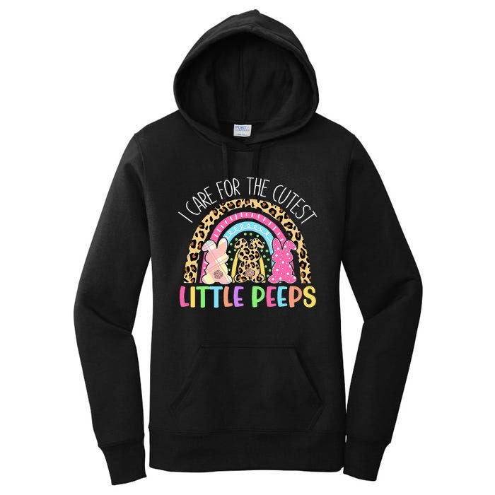 Care For The Cutest Little Bunnies NICU Nurse Easter Leopard Women's Pullover Hoodie