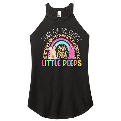 Care For The Cutest Little Bunnies NICU Nurse Easter Leopard Women's Perfect Tri Rocker Tank