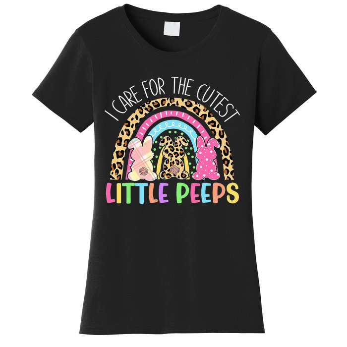 Care For The Cutest Little Bunnies NICU Nurse Easter Leopard Women's T-Shirt