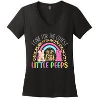 Care For The Cutest Little Bunnies NICU Nurse Easter Leopard Women's V-Neck T-Shirt