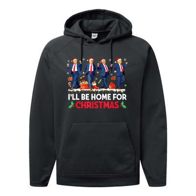 Christmas Funny Trump Ill Be Home For Xmas Santa Pajamas Gift Performance Fleece Hoodie