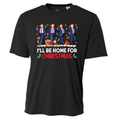 Christmas Funny Trump Ill Be Home For Xmas Santa Pajamas Gift Cooling Performance Crew T-Shirt