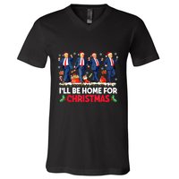 Christmas Funny Trump Ill Be Home For Xmas Santa Pajamas Gift V-Neck T-Shirt