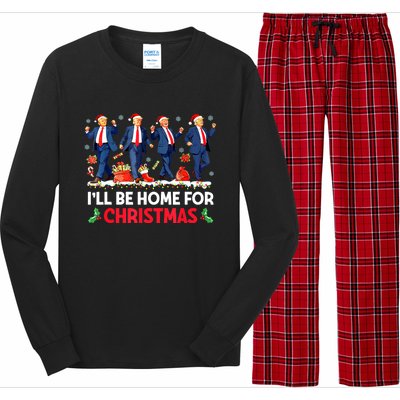 Christmas Funny Trump Ill Be Home For Xmas Santa Pajamas Gift Long Sleeve Pajama Set