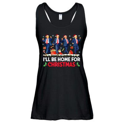 Christmas Funny Trump Ill Be Home For Xmas Santa Pajamas Gift Ladies Essential Flowy Tank