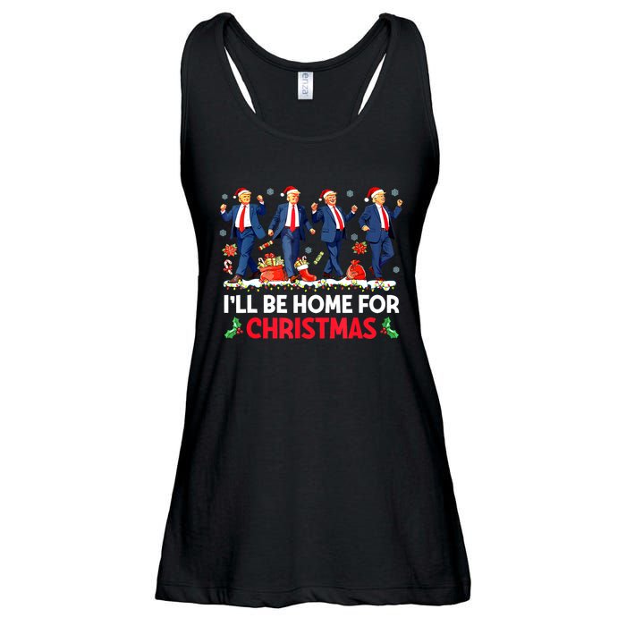 Christmas Funny Trump Ill Be Home For Xmas Santa Pajamas Gift Ladies Essential Flowy Tank