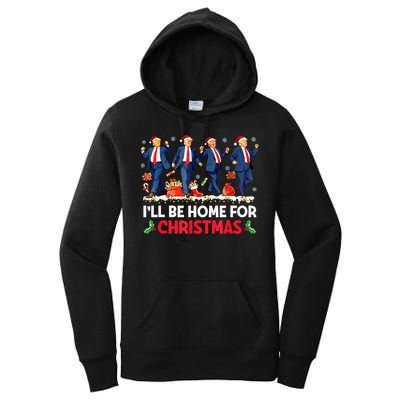 Christmas Funny Trump Ill Be Home For Xmas Santa Pajamas Gift Women's Pullover Hoodie