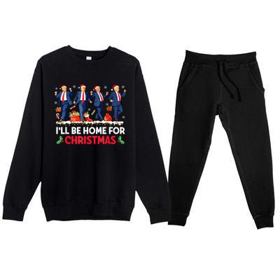 Christmas Funny Trump Ill Be Home For Xmas Santa Pajamas Gift Premium Crewneck Sweatsuit Set