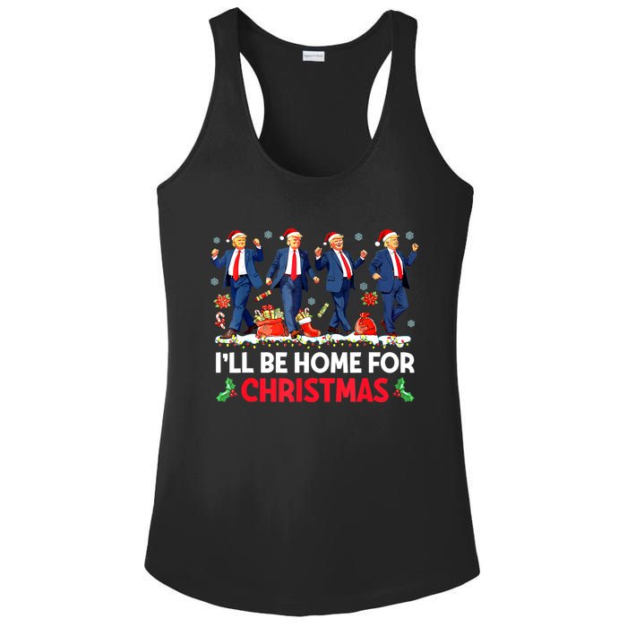 Christmas Funny Trump Ill Be Home For Xmas Santa Pajamas Gift Ladies PosiCharge Competitor Racerback Tank