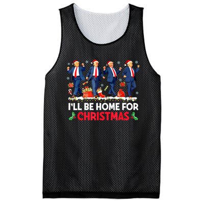 Christmas Funny Trump Ill Be Home For Xmas Santa Pajamas Gift Mesh Reversible Basketball Jersey Tank