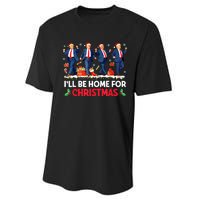 Christmas Funny Trump Ill Be Home For Xmas Santa Pajamas Gift Performance Sprint T-Shirt