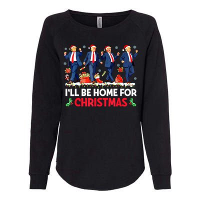 Christmas Funny Trump Ill Be Home For Xmas Santa Pajamas Gift Womens California Wash Sweatshirt