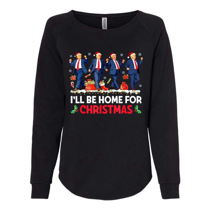 Christmas Funny Trump Ill Be Home For Xmas Santa Pajamas Gift Womens California Wash Sweatshirt