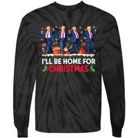 Christmas Funny Trump Ill Be Home For Xmas Santa Pajamas Gift Tie-Dye Long Sleeve Shirt