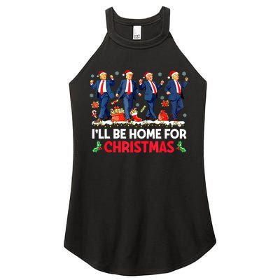 Christmas Funny Trump Ill Be Home For Xmas Santa Pajamas Gift Women's Perfect Tri Rocker Tank