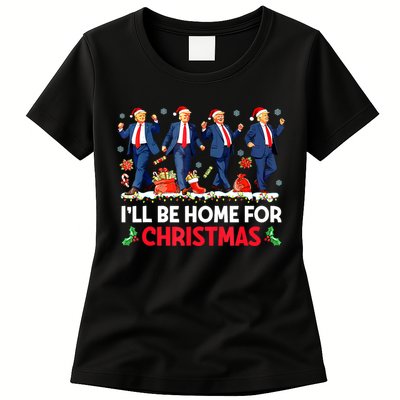 Christmas Funny Trump Ill Be Home For Xmas Santa Pajamas Gift Women's T-Shirt