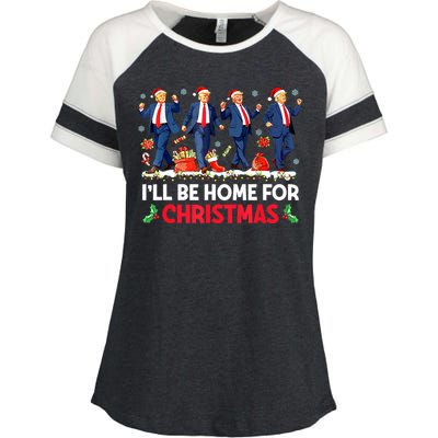 Christmas Funny Trump Ill Be Home For Xmas Santa Pajamas Gift Enza Ladies Jersey Colorblock Tee