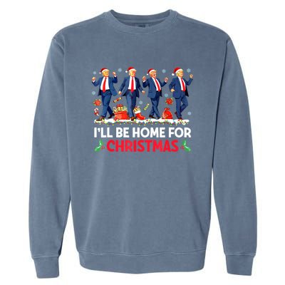 Christmas Funny Trump Ill Be Home For Xmas Santa Pajamas Gift Garment-Dyed Sweatshirt