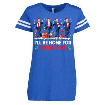 Christmas Funny Trump Ill Be Home For Xmas Santa Pajamas Gift Enza Ladies Jersey Football T-Shirt