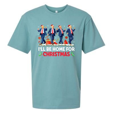 Christmas Funny Trump Ill Be Home For Xmas Santa Pajamas Gift Sueded Cloud Jersey T-Shirt