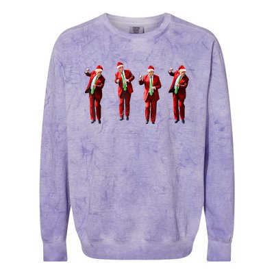 Christmas Funny Trump Dance Santa Claus Xmas Pajamas Gift Colorblast Crewneck Sweatshirt