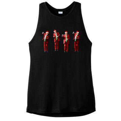 Christmas Funny Trump Dance Santa Claus Xmas Pajamas Gift Ladies PosiCharge Tri-Blend Wicking Tank