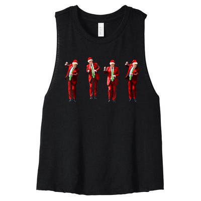 Christmas Funny Trump Dance Santa Claus Xmas Pajamas Gift Women's Racerback Cropped Tank