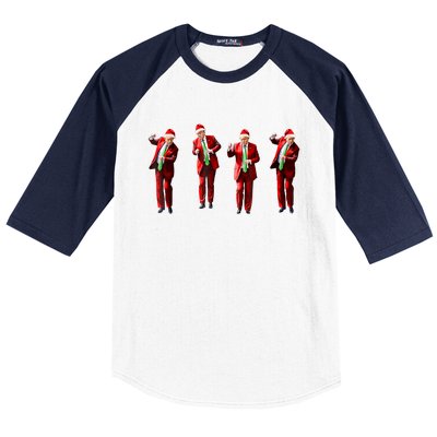 Christmas Funny Trump Dance Santa Claus Xmas Pajamas Gift Baseball Sleeve Shirt