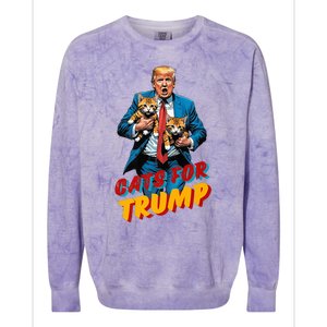 Cats For Trump 2024 Election Funny Trump Cats Lover Colorblast Crewneck Sweatshirt