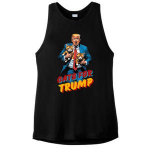 Cats For Trump 2024 Election Funny Trump Cats Lover Ladies PosiCharge Tri-Blend Wicking Tank