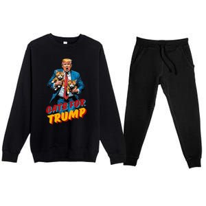 Cats For Trump 2024 Election Funny Trump Cats Lover Premium Crewneck Sweatsuit Set