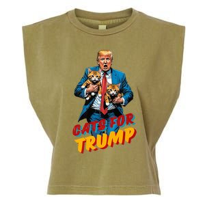 Cats For Trump 2024 Election Funny Trump Cats Lover Garment-Dyed Women's Muscle Tee