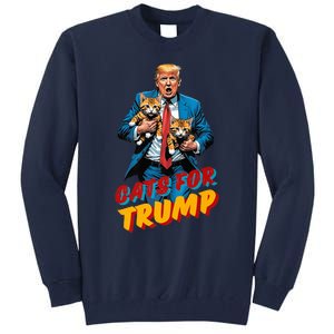 Cats For Trump 2024 Election Funny Trump Cats Lover Tall Sweatshirt