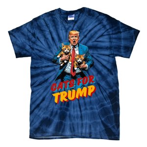 Cats For Trump 2024 Election Funny Trump Cats Lover Tie-Dye T-Shirt