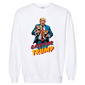 Cats For Trump 2024 Election Funny Trump Cats Lover Garment-Dyed Sweatshirt